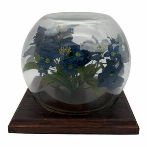 Vintage Floral Arrangement Enclosed In A Glass Dome